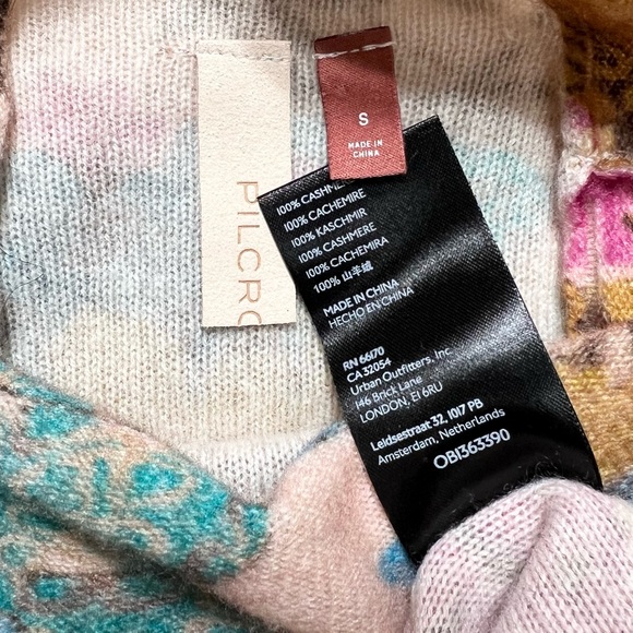 SOLD-Anthropologie Cashmere Floral Print Mock Neck Long Sleeve Sweater Pilcro - Picture 13 of 14